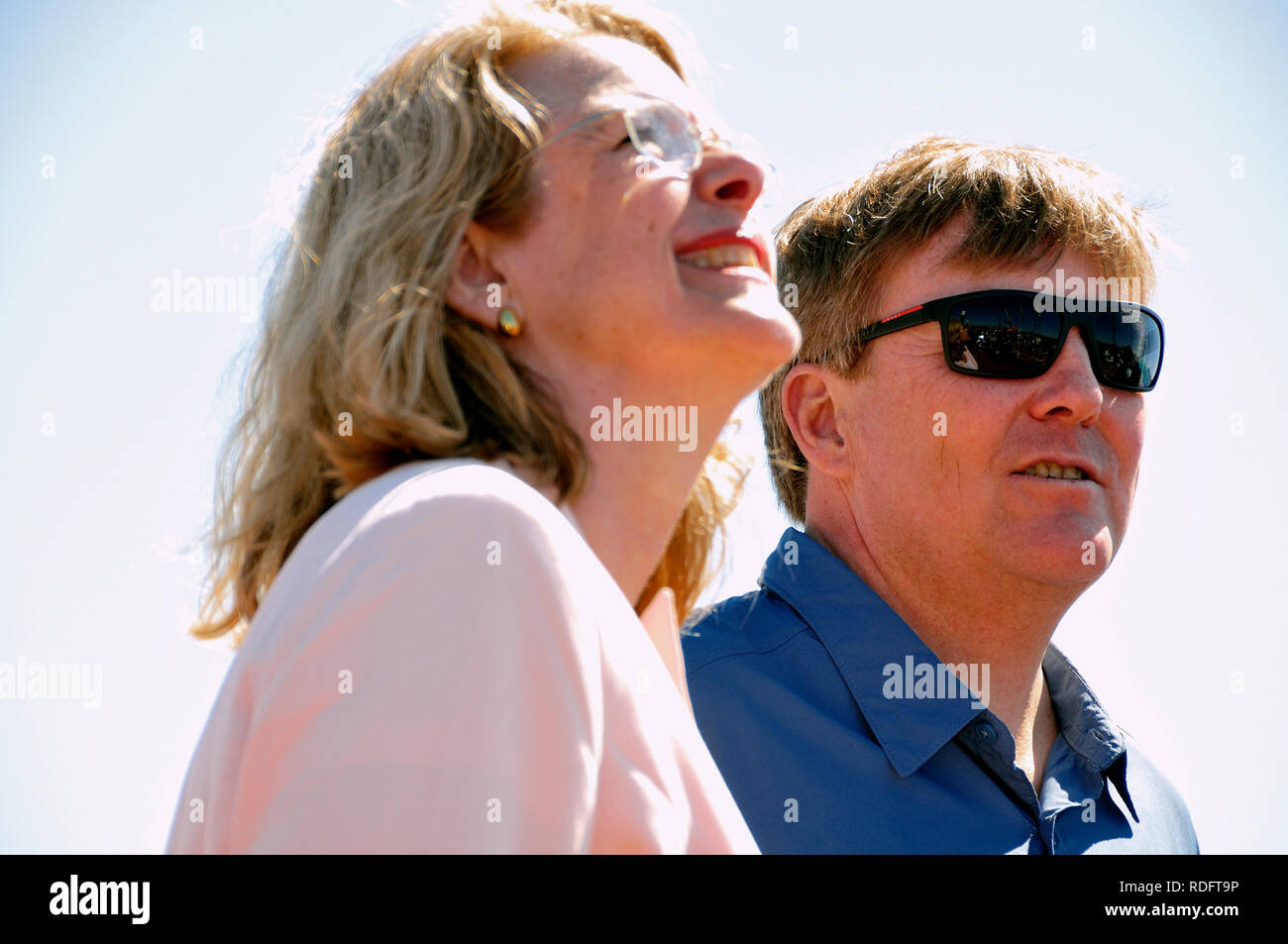 "Volvo Ocean Race village " porto di Scheveningen, l'Aia, Paesi Bassi, Venerdì 29 Giugno 2018. S.a.r. Re Willem-Alexander e il Sindaco di la Foto Stock