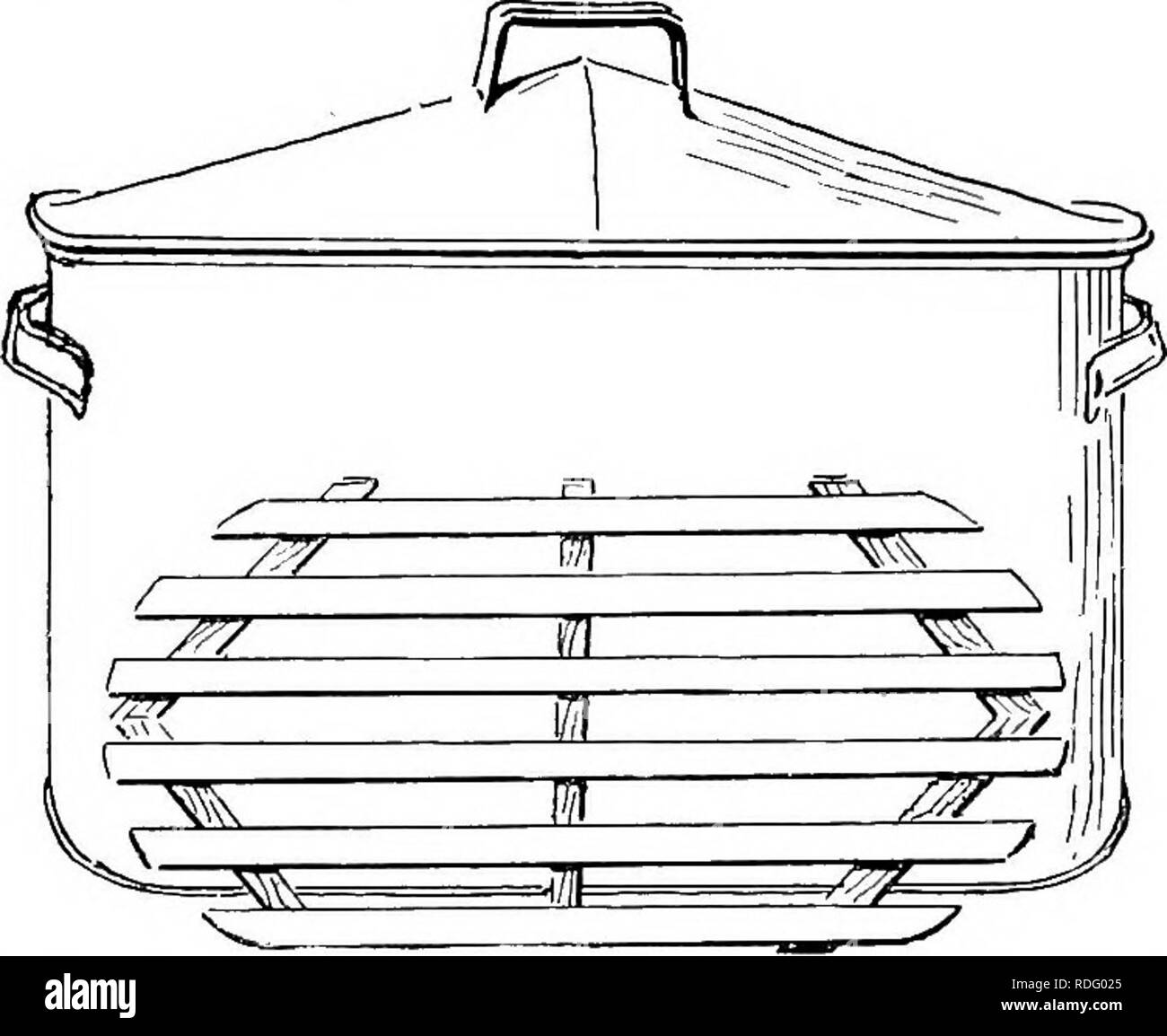 . La filiera vegetale nello stato di New York ... Verdure; GIARDINAGGIO. Inscatolando in azienda 1261 essere buttato e questi sono i migliori per la produzione di conserve che sono come la maggior parte di gara. Rotture di gambi di rabarbaro sono non vendibile ma sono perfettamente adeguata per Canning. Inscatolando questi prodotti di scarto è vera economia e se salvato su ogni frutto e vege- tabella azienda agricola negli Stati Uniti sarebbe di aggiungere molti milioni di dollari per la nostra ricchezza nazionale ogni anno e riempire molte bocche affamate.. Fig. 357.- La caldaia vestiti usati come sterilizzatore, mostrando falso fondo come equipaggiamento Eack una persona che desidera provare la questione Foto Stock