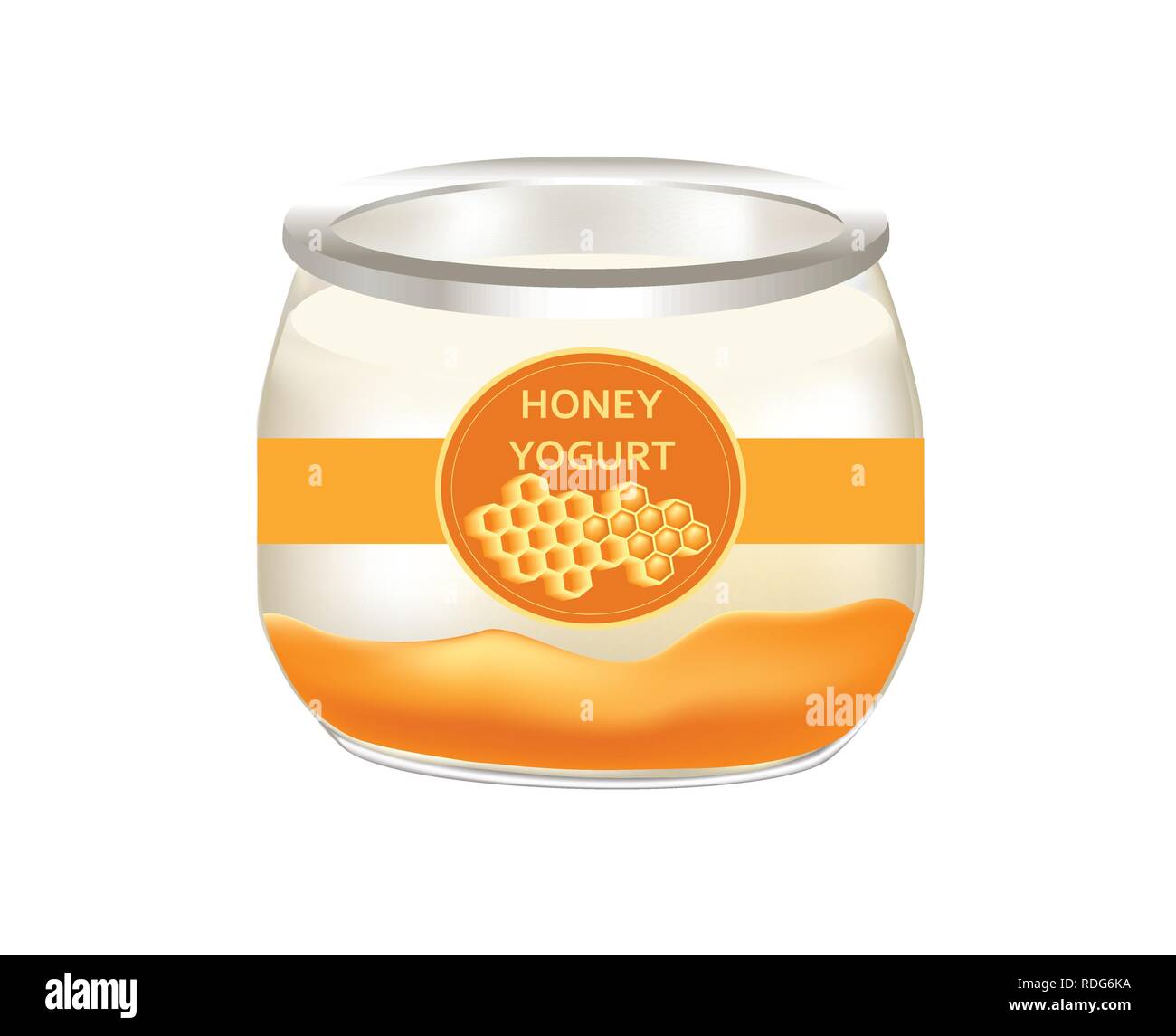 Lo yogurt naturale con miele in un vasetto di vetro Illustrazione Vettoriale