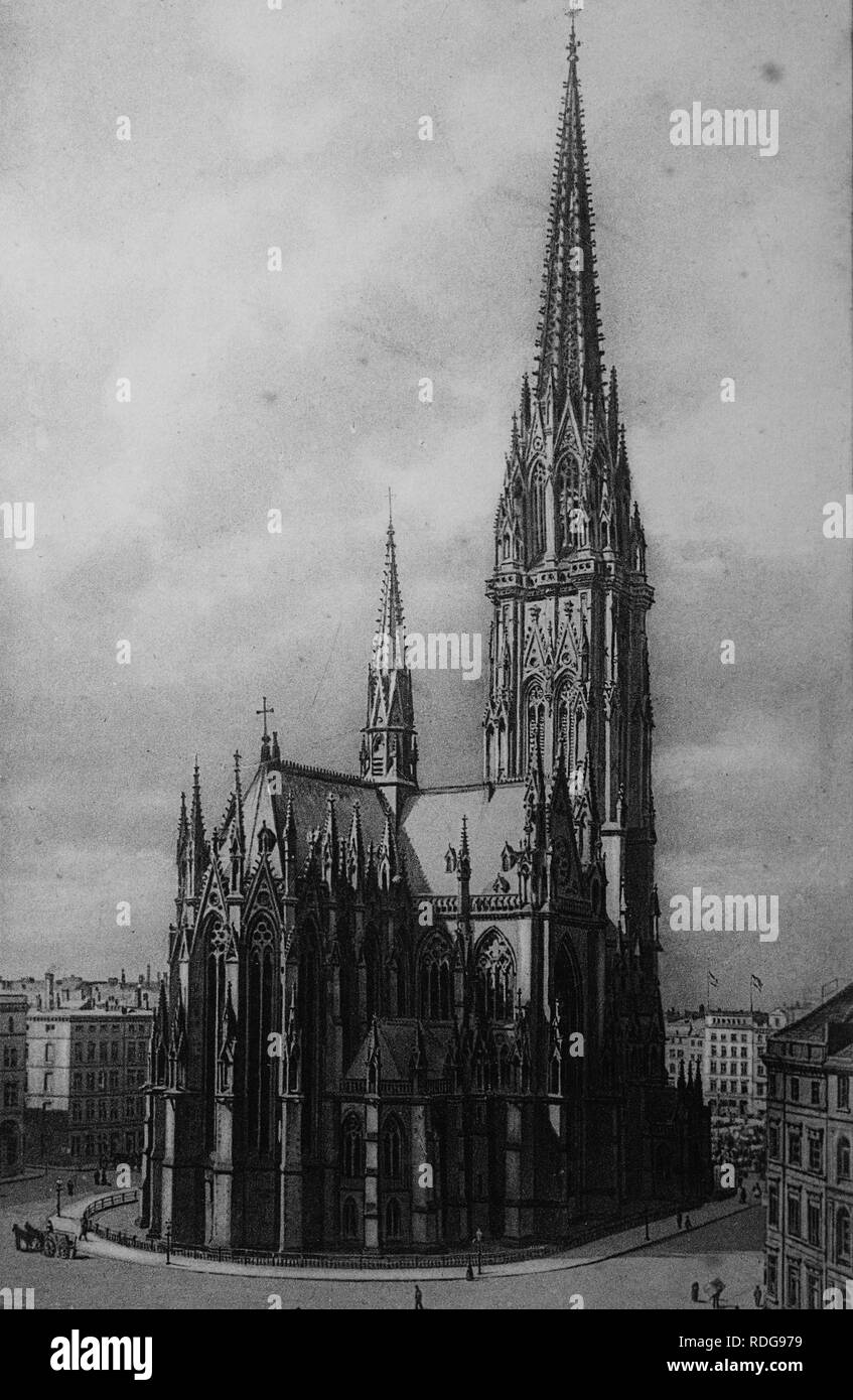 Chiesa Nikolaikirche in Amburgo, foto storiche da circa 1899 Foto Stock