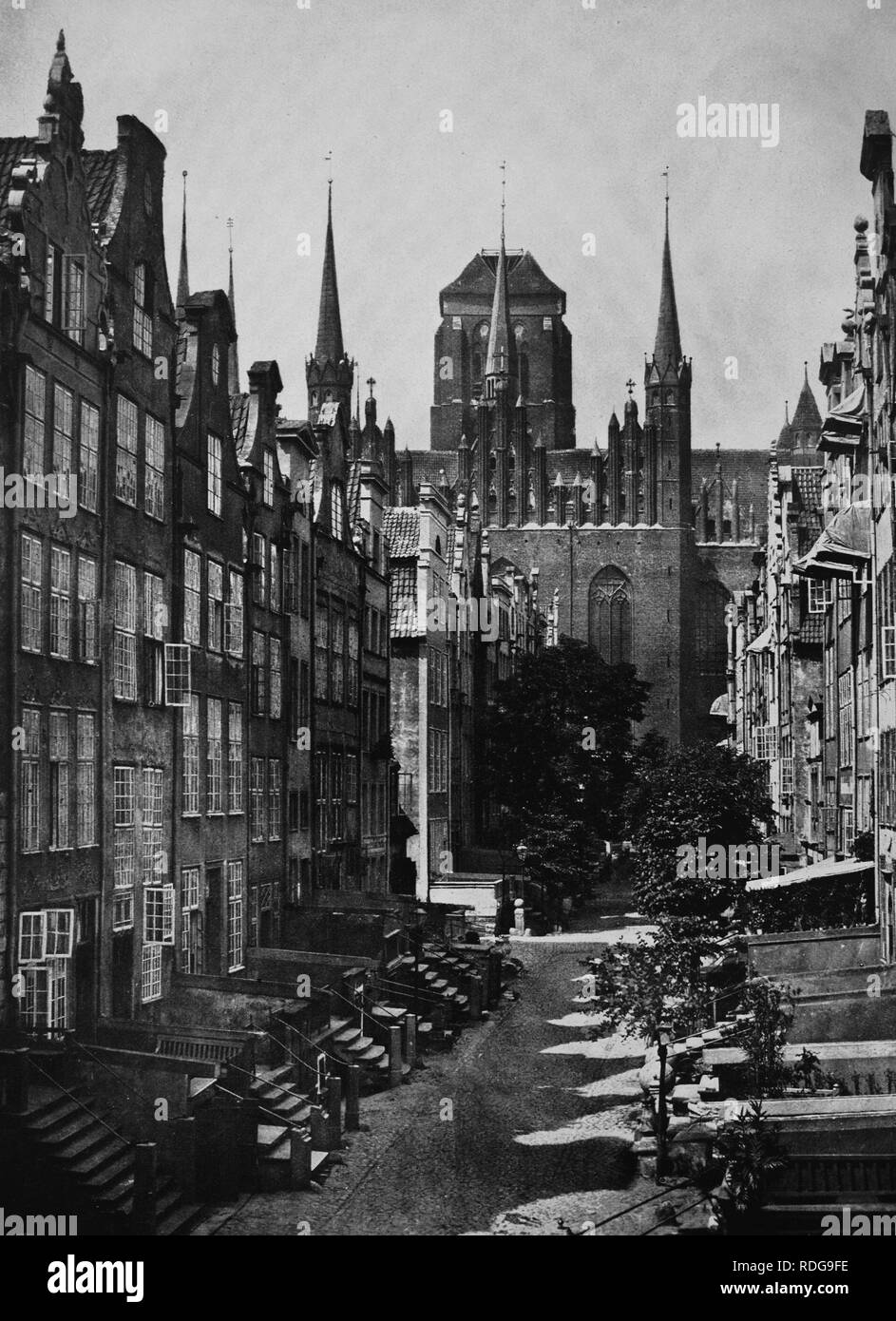 Mariengasse lane in Gdansk, Polonia, fotografia storica, circa 1899 Foto Stock