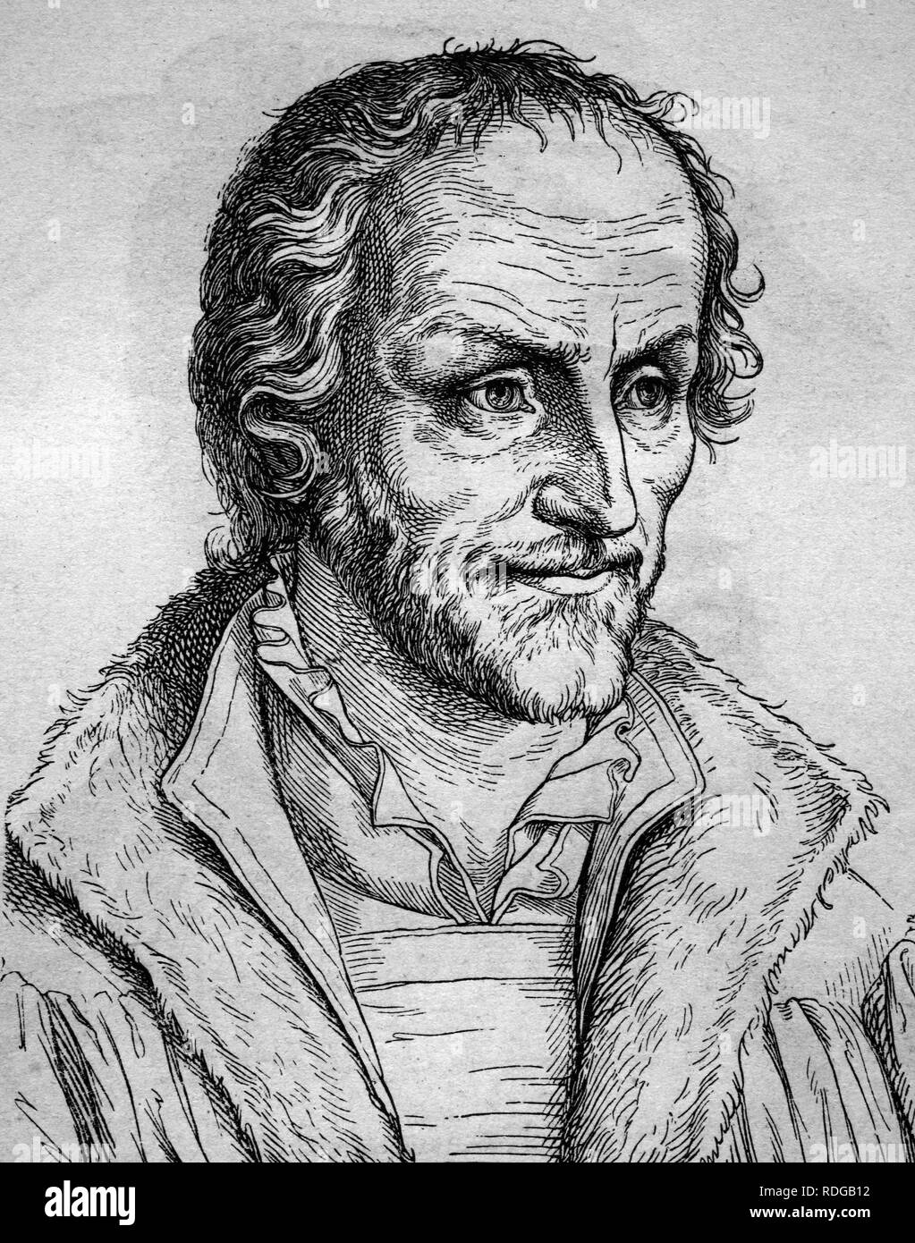 Philipp Melantone, autore di un libro di testo, poeta, riformatore, 1497 - 1560, storico illustrazione, ritratto, 1880 Foto Stock