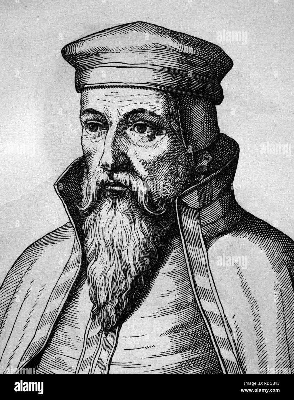 Joachim Camerarius il sambuco, umanista e poeta, 1500 - 1574, storico illustrazione, ritratto, 1880 Foto Stock