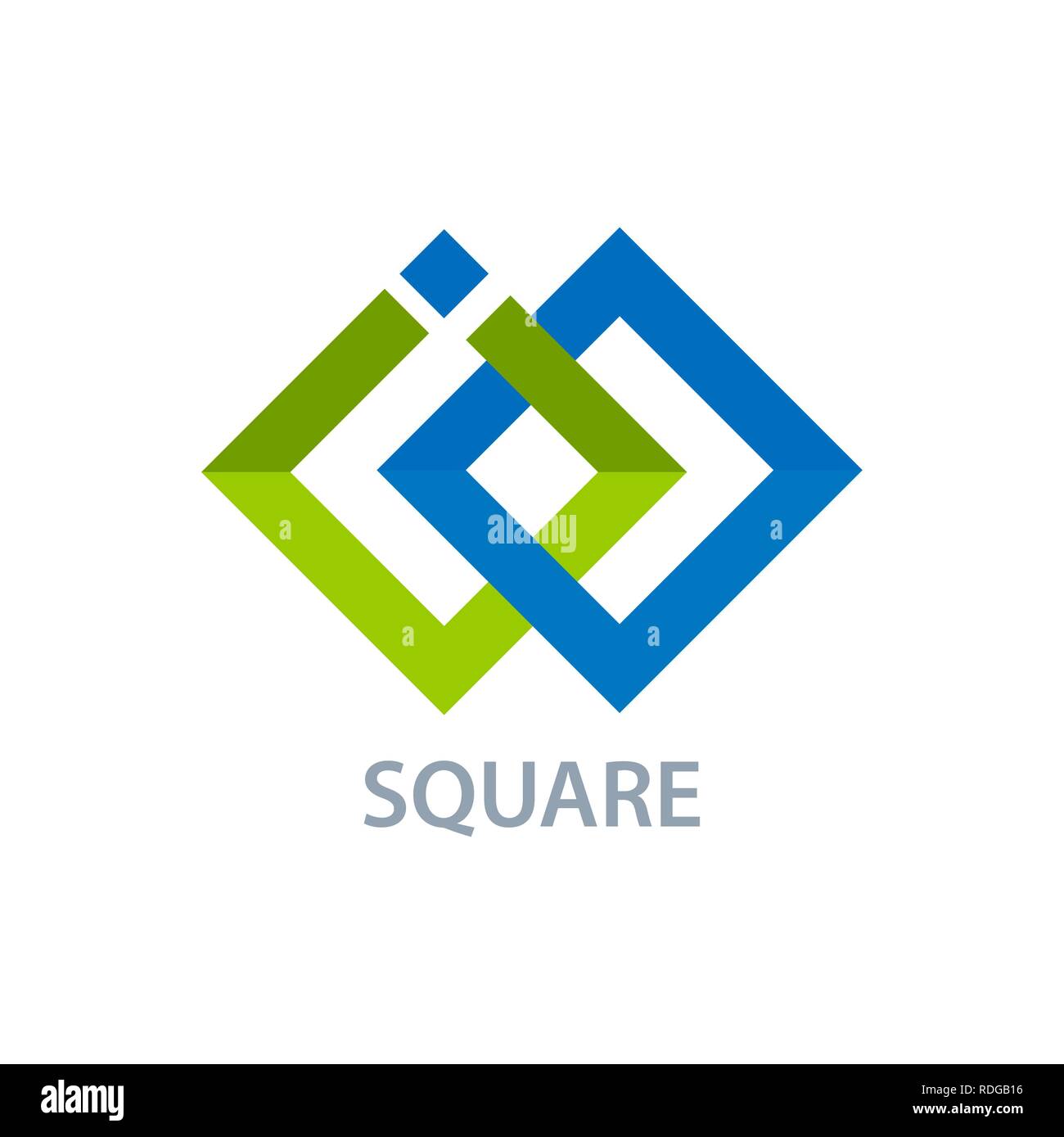Due quadrati logo linea concept design. Simbolo grafico elemento di modello di vettore Illustrazione Vettoriale