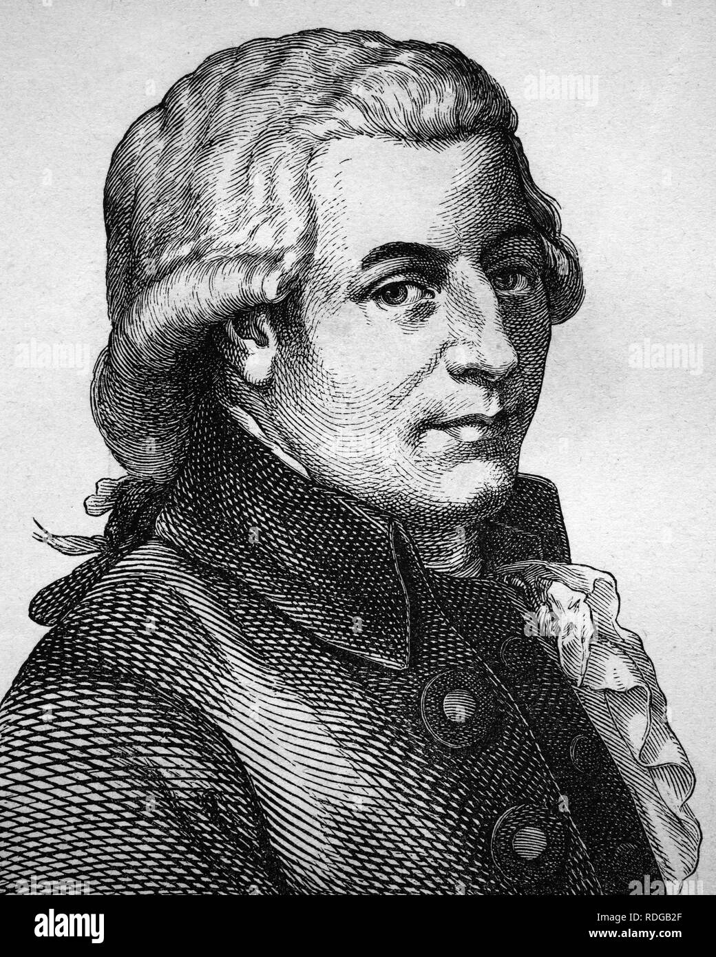 Wolfgang Amadeus Mozart, compositore, 1756 - 1791, ritratto, storico illustrazione, 1880 Foto Stock