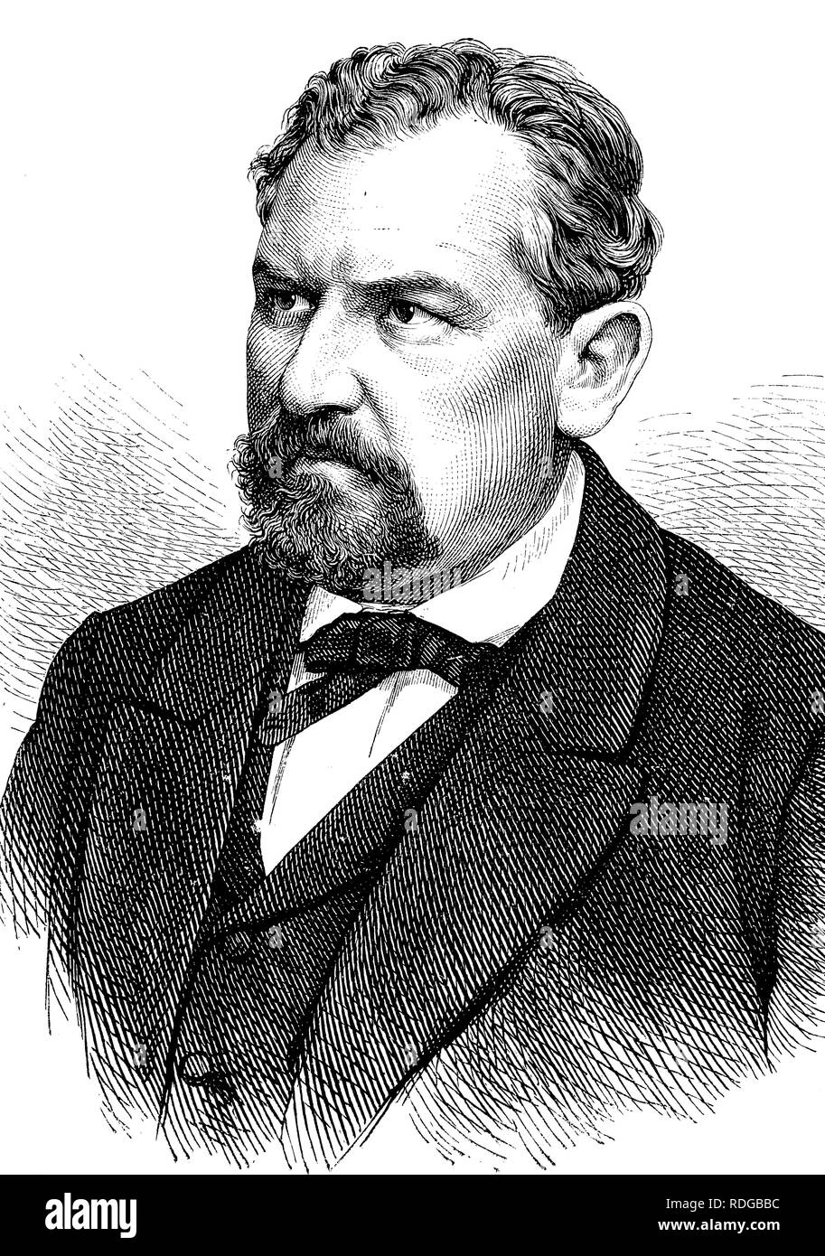 Il dottor William Loewe, 1814 - 1886, medico tedesco e uomo politico, storico illustrazione, 1877 Foto Stock