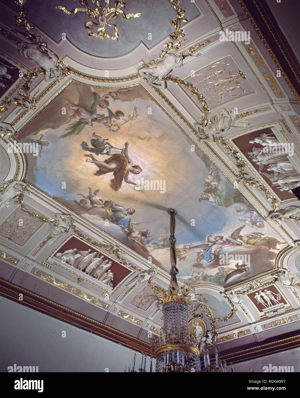 HABITACION DE ALFONSO XIII - APOLO y las Ciencias - SIGLO XVIII. Autore: Bayeu y Subias Francisco. Posizione: Palacio Real-PINTURA. MADRID. Spagna. Foto Stock