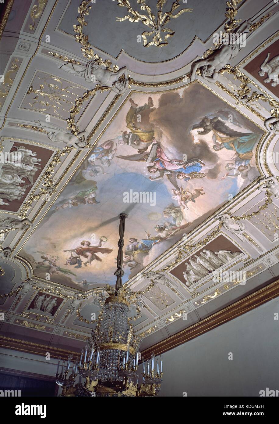 HABITACION DE ALFONSO XIII - APOLO y las Ciencias - SIGLO XVIII. Autore: Bayeu y Subias Francisco. Posizione: Palacio Real-PINTURA. MADRID. Spagna. Foto Stock