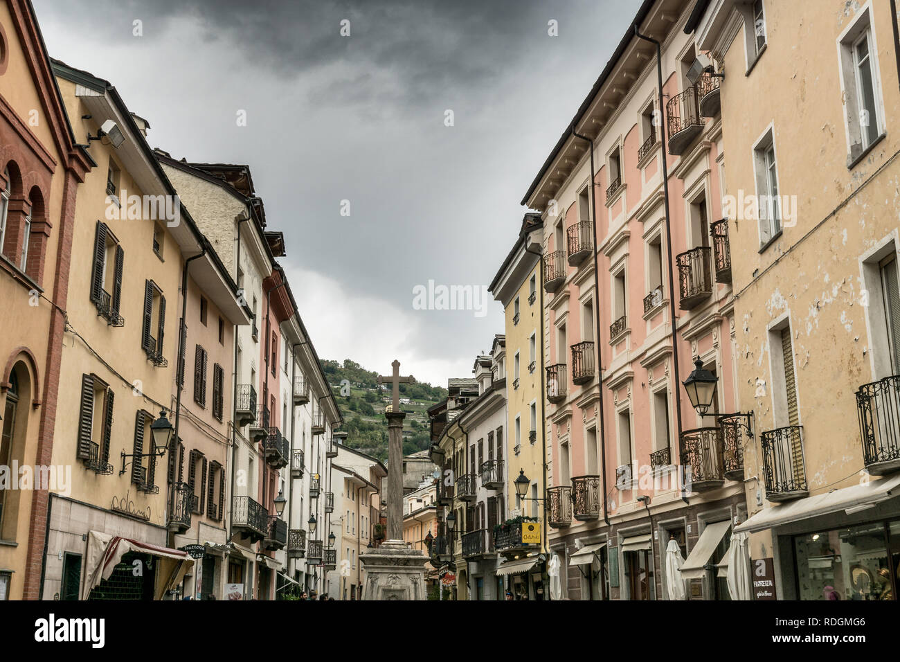 Innenstadt von Aosta, Italien Foto Stock