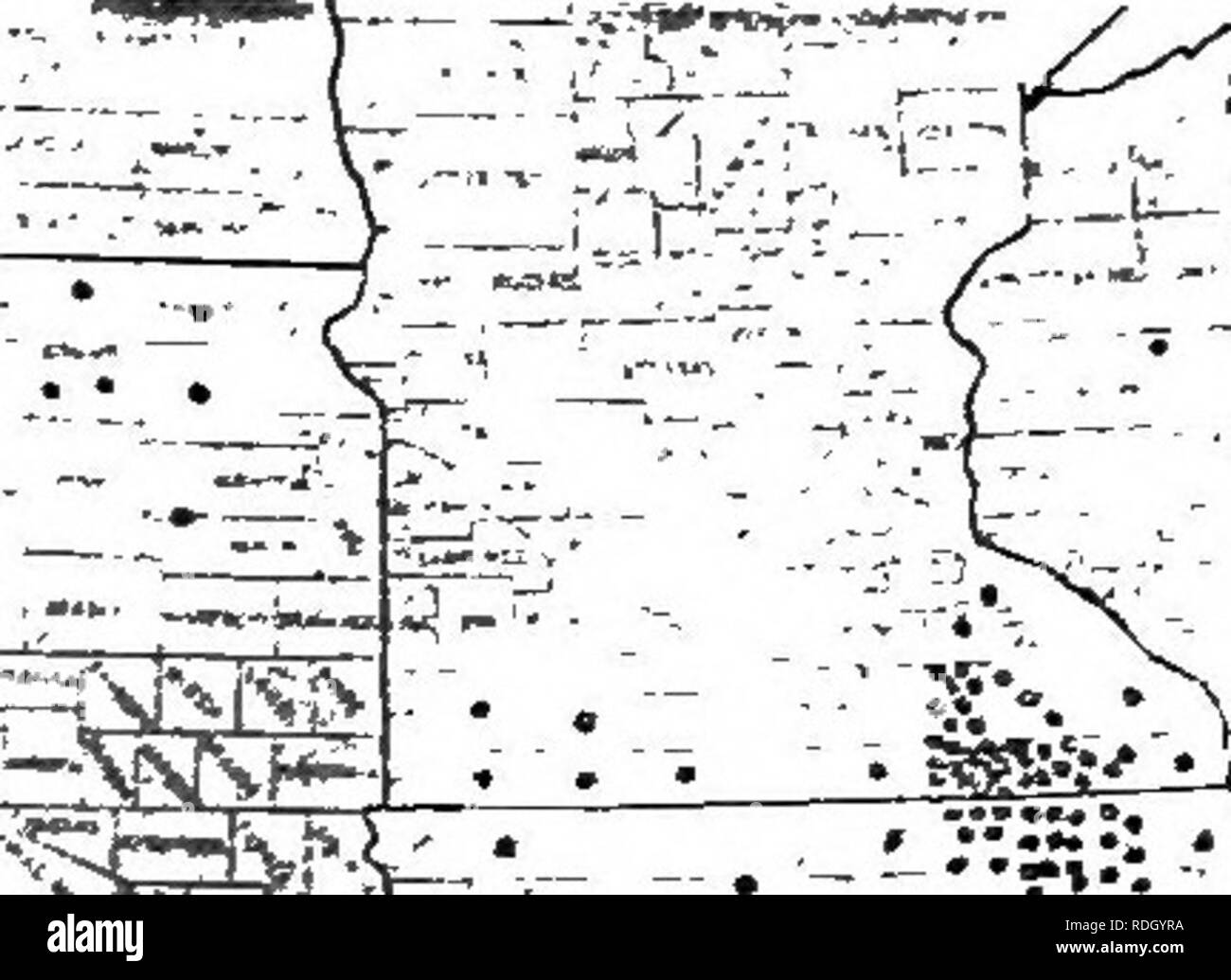 . Erbe azienda agricola degli Stati Uniti; una pratica trattato sul raccolto di erba, la semina e la gestione di prati e pascoli, descrizioni delle migliori varietà, le sementi e le sue impurezze, erbe per le condizioni speciali, etc. etc. Graminacee. Il seme 57. r/&GT;-M= m FIG. 9-PRODUZIONE DI ERBA-SEME NEGLI STATI UNITI nessee. Le aree delle sementi produdtion delle altre erbe sono più limitate. Il famoso blue-erba paese circa I,exington, Ky., ti fornisce la maggior parte dei blue-sementi da prato, una piccola quantità di essere salvato in Southern Illinois e lungo il confine tra il Missouri e Iowa. Frutteti di erba co Foto Stock