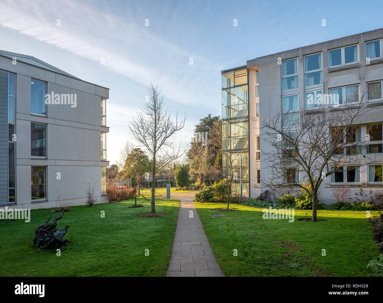 I giardini e gli edifici delle donne-solo Murray Edwards College di Cambridge University, Regno Unito Foto Stock