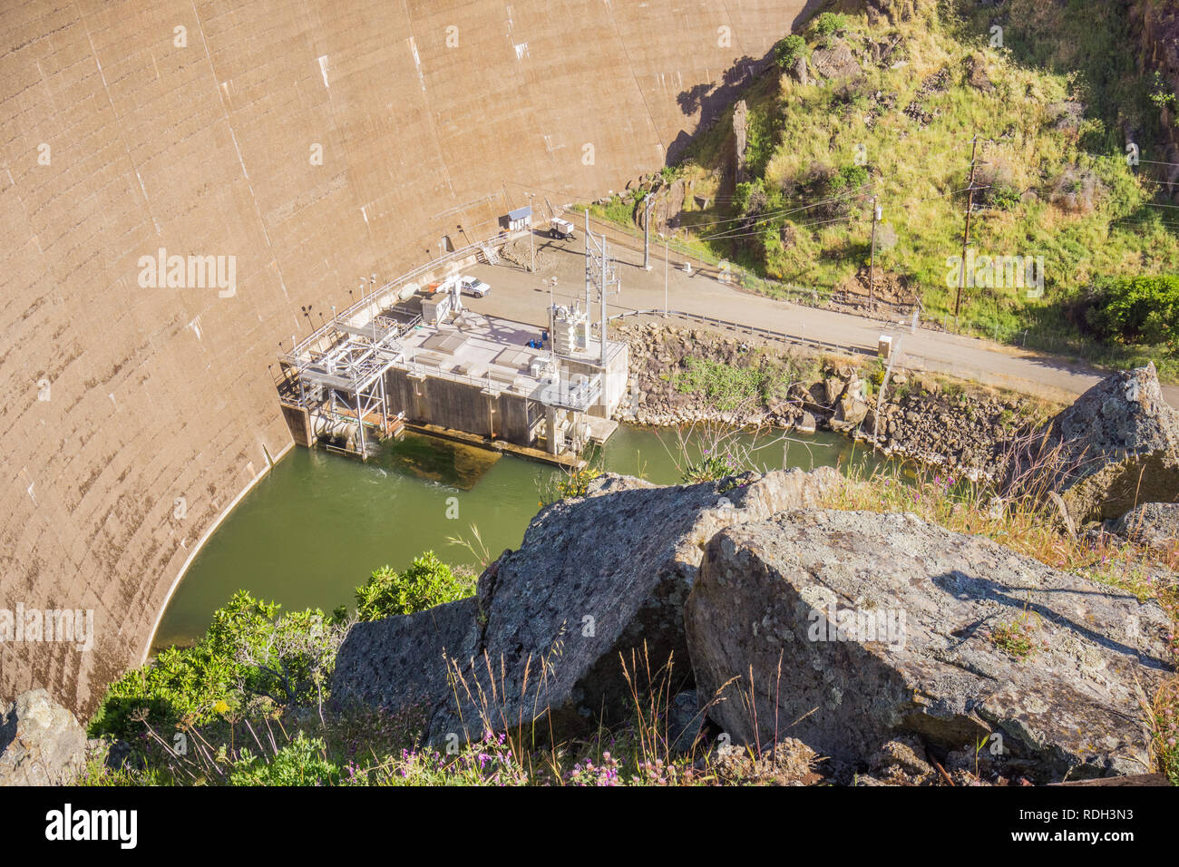 Vista aerea della diga di Monticello, Napa Valley, California Foto Stock