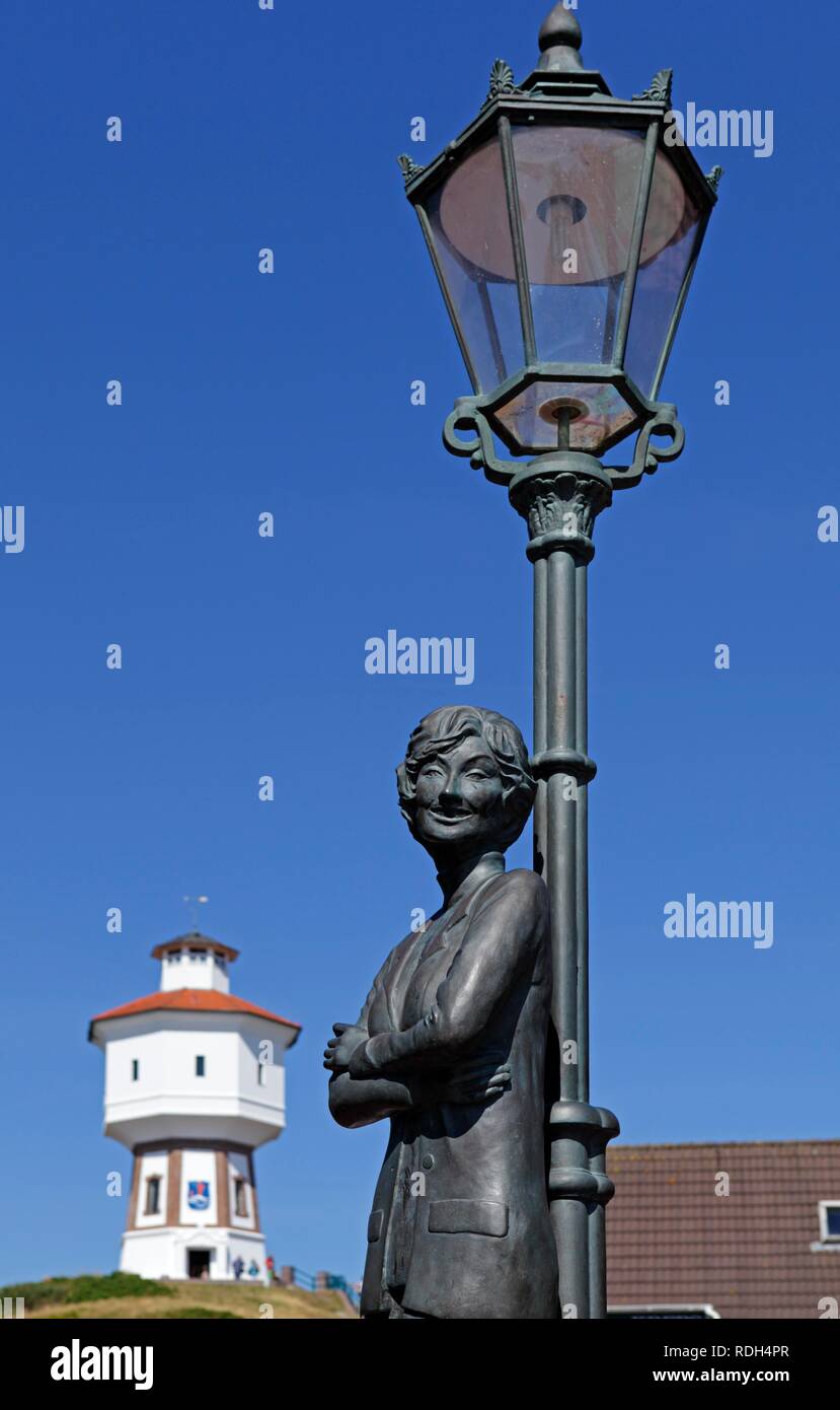 Lale Andersen statua, Water Tower, Langeoog, Est Frisone Isola, Frisia orientale, Bassa Sassonia Foto Stock