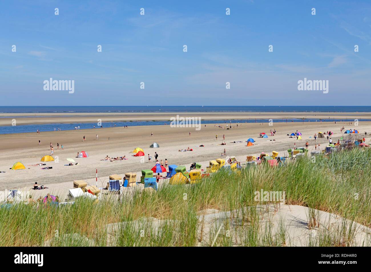 Spiaggia, Langeoog, Est Frisone Isola, Frisia orientale, Bassa Sassonia Foto Stock
