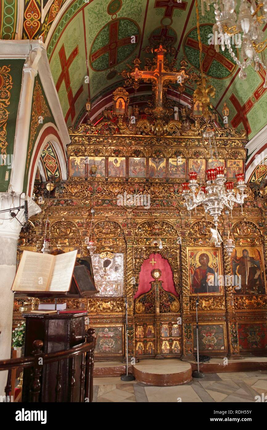 Chiesa del Convento di Ano Mera, Mykonos isola, Cicladi Mar Egeo, Grecia, Europa Foto Stock