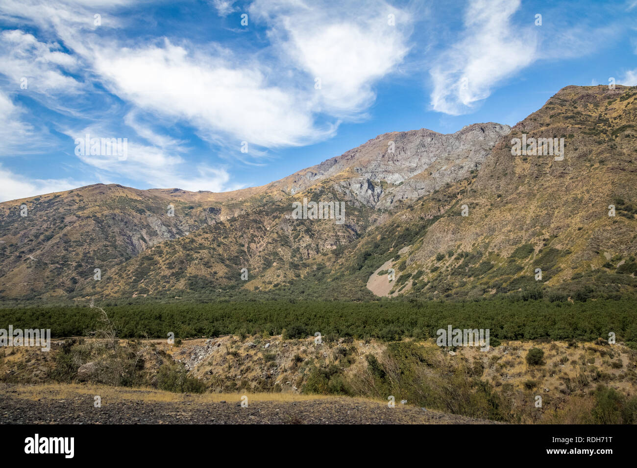 Cajon del Maipo Canyon paesaggio - Cile Foto Stock