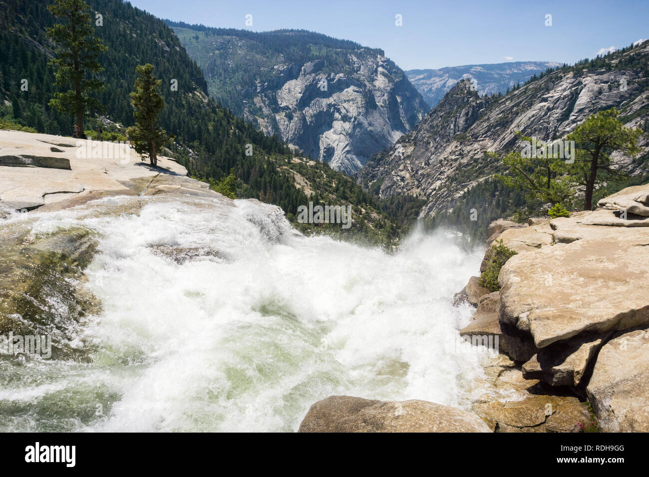 La parte superiore del Nevada Falls, del Parco Nazionale Yosemite in California Foto Stock