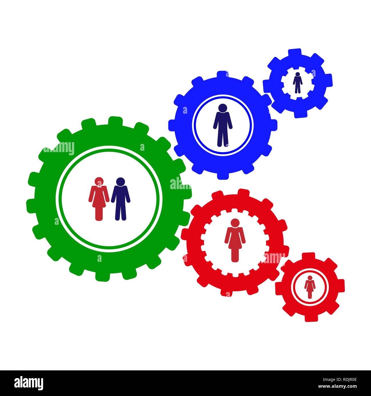 Immagine concettuale sul tema del meccanismo di creazione di rapporti di famiglia Illustrazione Vettoriale