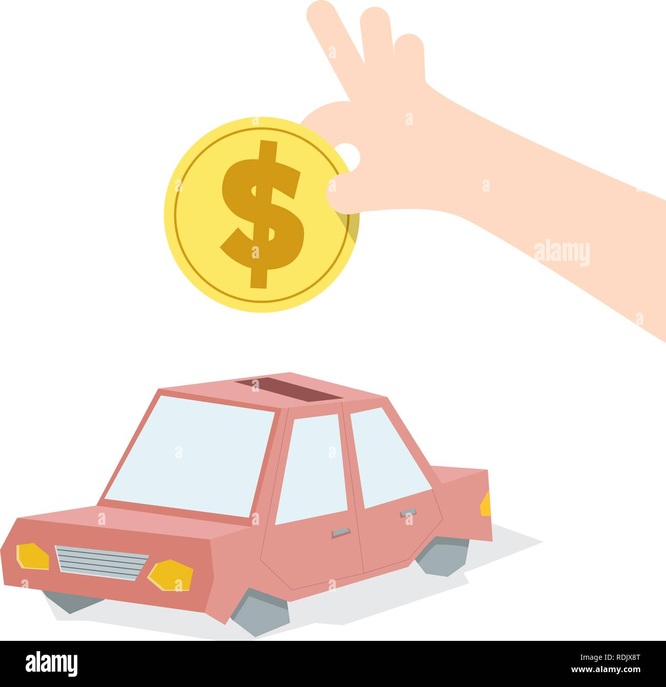 Illustrazione Vettore di risparmio di denaro e la spesa per l'auto. Concetto di finanza. Illustrazione Vettoriale