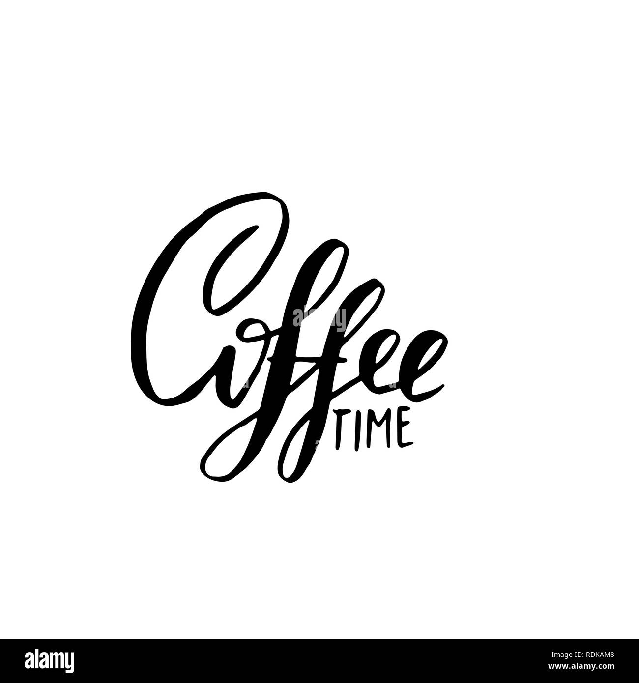 Tempo di caffè banner. Moderno pennello asciutto lettering. Calligraphy poster. Illustrazione Vettoriale. Illustrazione Vettoriale