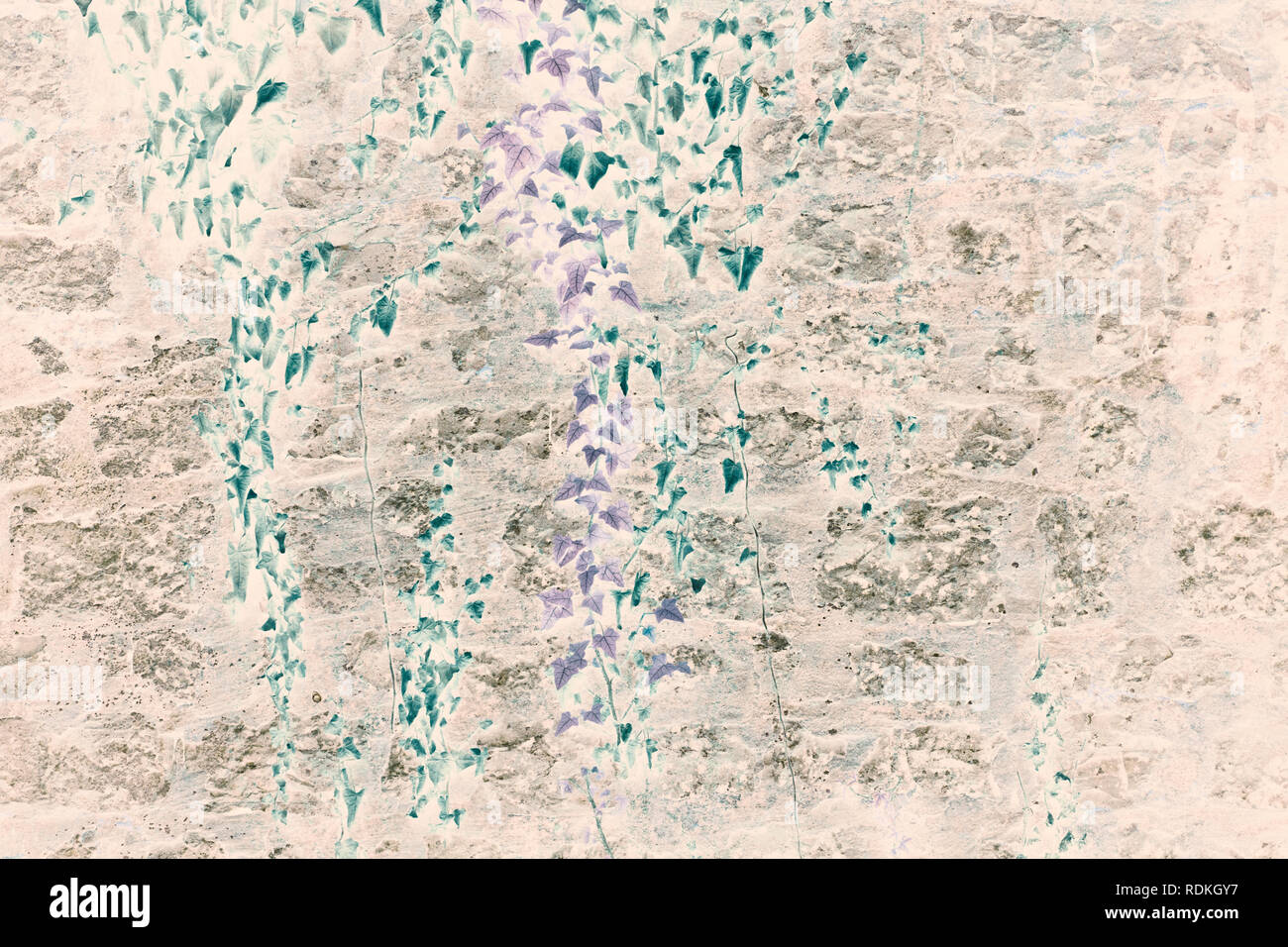 Surreale e ricoperta di parete di pietra - Inversione colori dare una favola come effetto di questa immagine Foto Stock