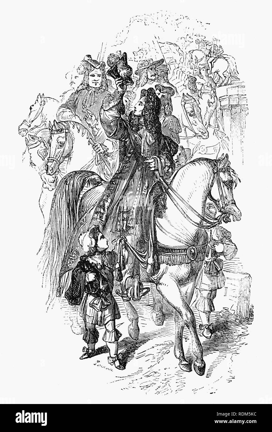 Sir Roger de Coverley, il carattere fittizio, ideato da Joseph Addison, che ritraeva lui come l'apparente autore di documenti e lettere che sono state pubblicate in Addison e Richard Steele's periodico influenti lo spettatore. Sir Roger era un baronet del Worcestershire e fu destinata a rappresentare un tipico sbarcati country gentleman, infatti diventare sceriffo della contea. Egli è stato anche un membro della fittizia spettatore Club e il de Coverley Gli scritti inclusi divertente vignette di inizio del XVIII secolo di vita inglese che sono state spesso considerate il spettatore la migliore caratteristica. Foto Stock