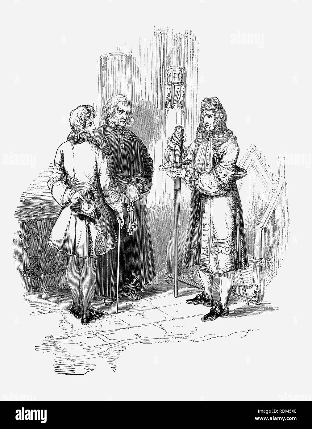 Sir Roger de Coverley, il carattere fittizio, ideato da Joseph Addison, con il 'Spectator' e King Edward III la spada nella Westminster Abbey, chi è stato raffigurato come l'apparente autore di documenti e lettere che sono state pubblicate in Addison e Richard Steele's periodico influenti lo spettatore. Sir Roger era un baronet del Worcestershire ed era un tipico sbarcati country gentleman egli è stato anche un membro della fittizia spettatore Club e il de Coverley Gli scritti inclusi divertente vignette di inizio del XVIII secolo di vita inglese che sono state spesso considerate il spettatore la migliore caratteristica. Foto Stock