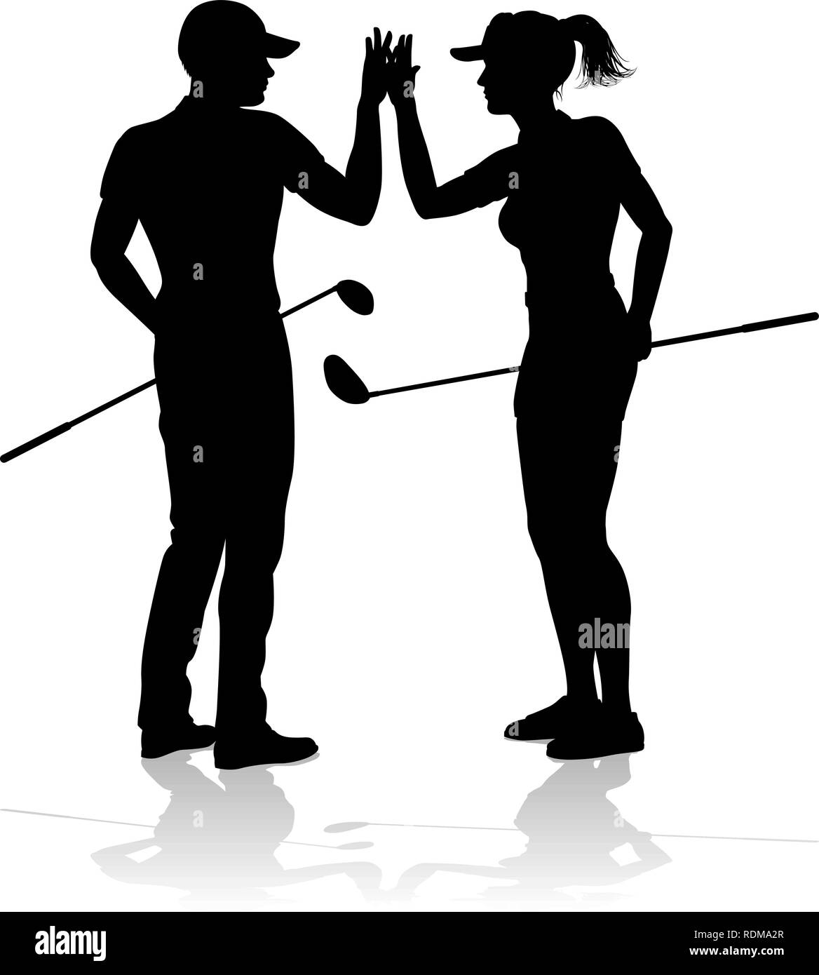 Giocatore di golf Golf Sport persone in Silhouette Illustrazione Vettoriale