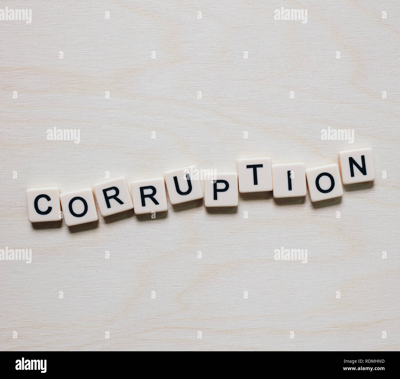 Lettera di ortografia blocchi la parola corruzione Foto Stock