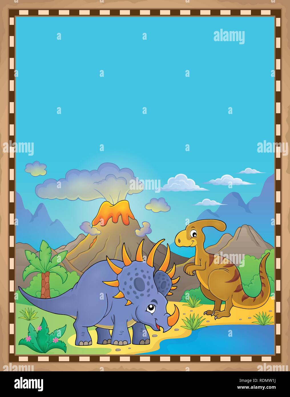 Dinosauro pergamena tema 4 - eps10 illustrazione vettoriale. Illustrazione Vettoriale