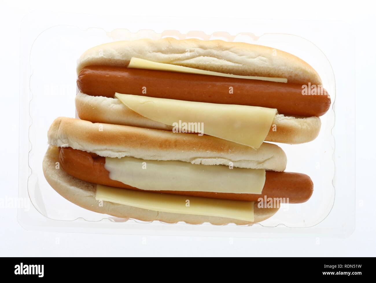 Hot Dogs, pre-pasto preparato Foto Stock