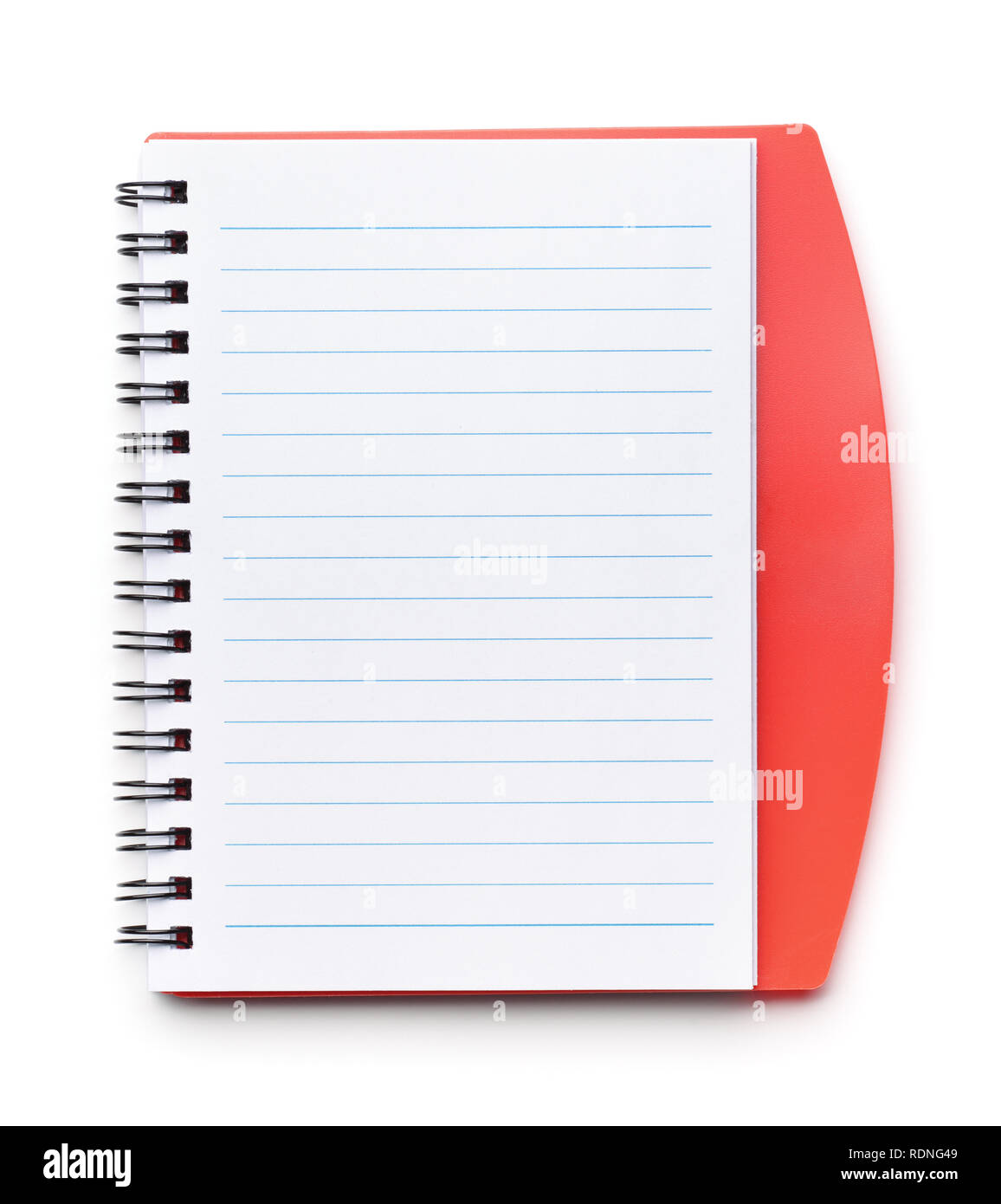 Vista superiore del notebook aperto isolato su bianco Foto Stock