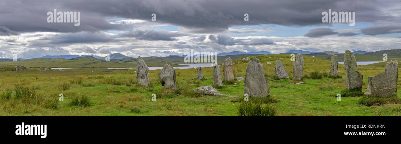 Callanish III pietre permanente, Calanais, Lewis e Harris, Ebridi Esterne, Scotland, Regno Unito Foto Stock