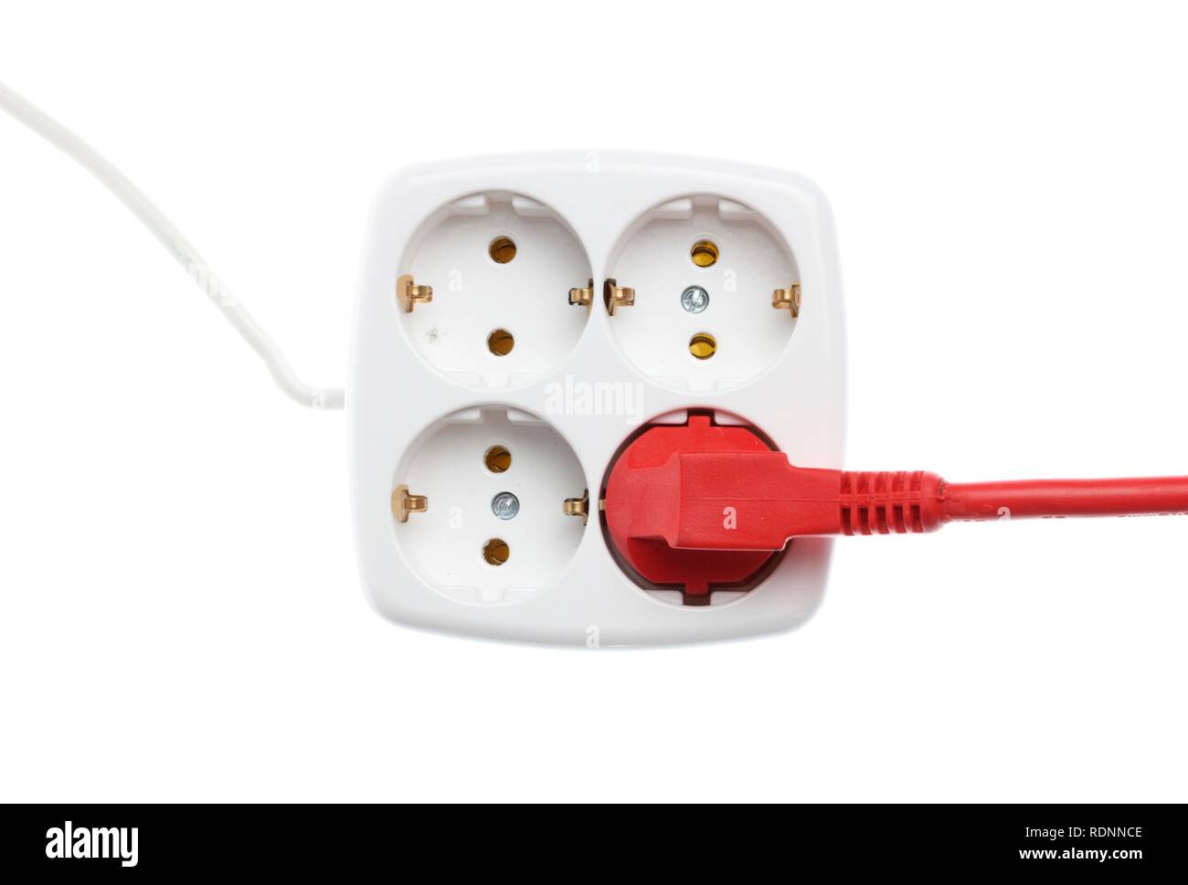 Tappo di sicurezza, due poli, quattro socket plug, alimentazione Foto Stock