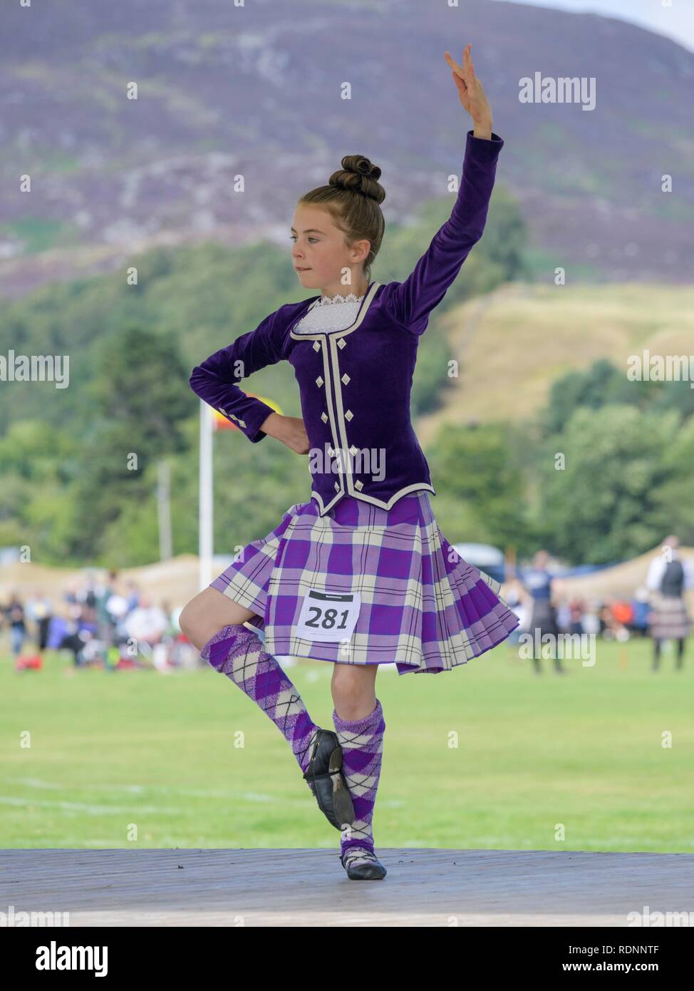 Highland Dancing, Giochi delle Highland, Newtonmore, Scotland, Regno Unito Foto Stock