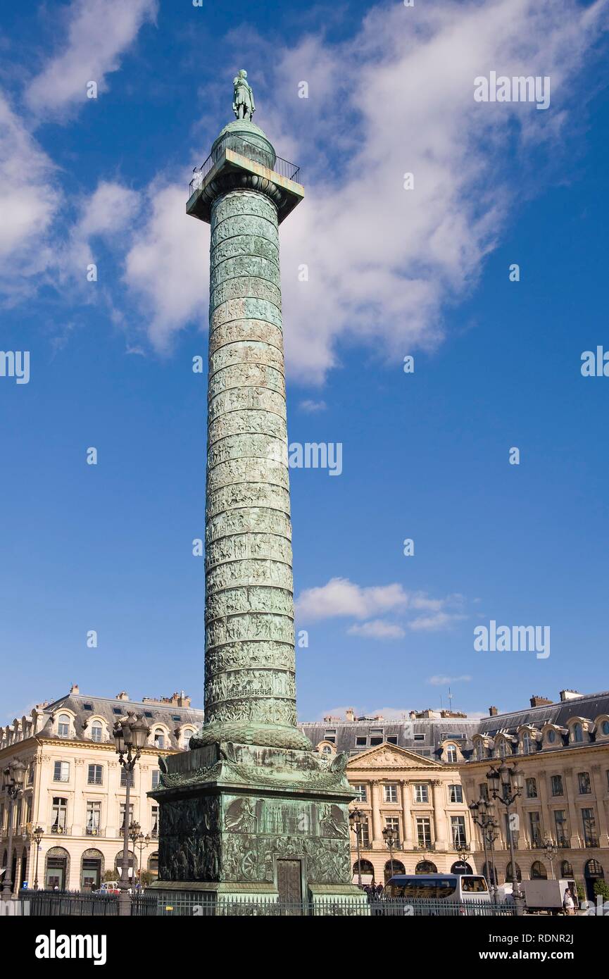 Colonna di Place Vendome square, Parigi, Francia, Europa Foto Stock