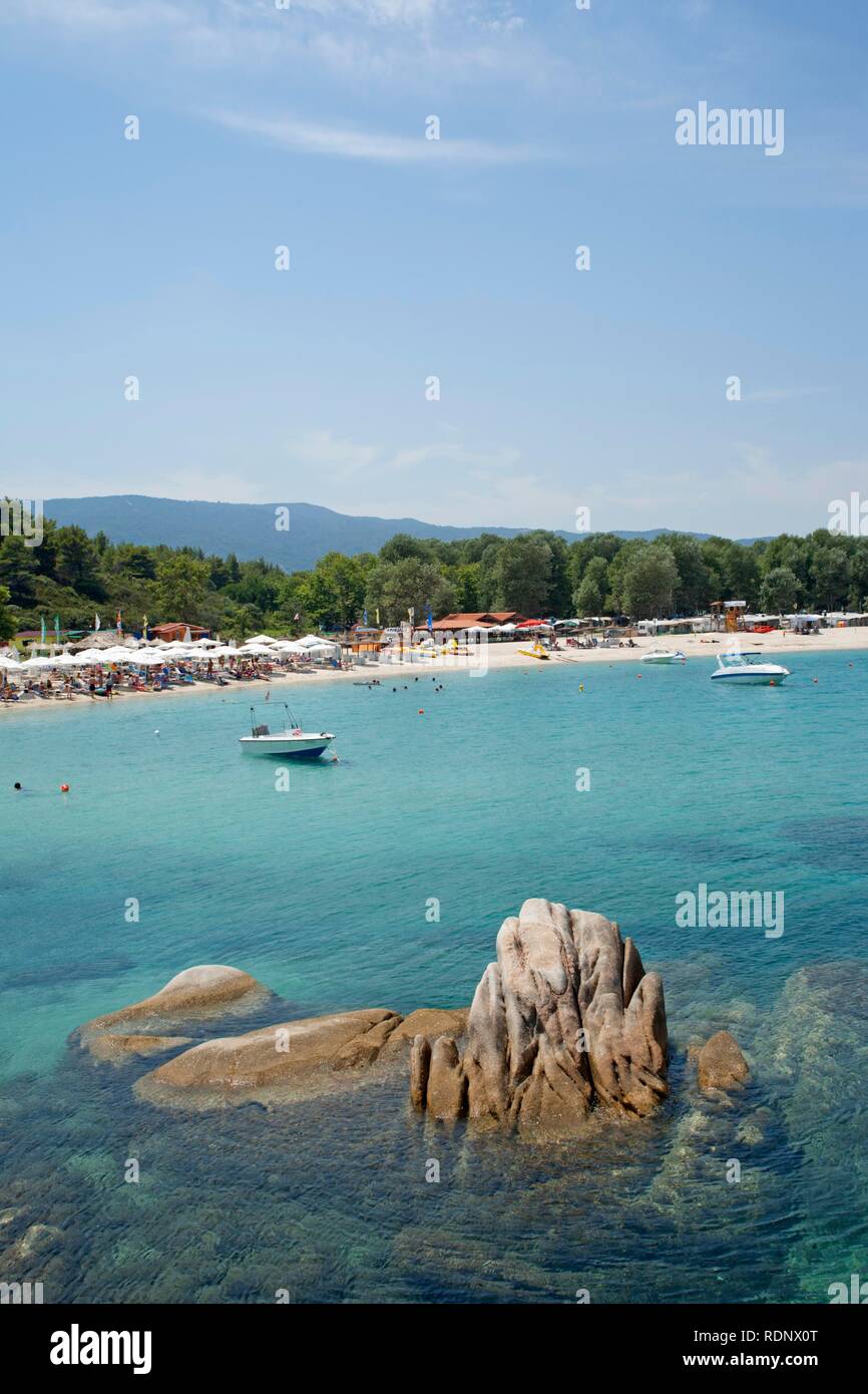 Platanitsi Beach sulla penisola di Sithonia in Chalcidice, Macedonia centrale, Grecia, Europa Foto Stock