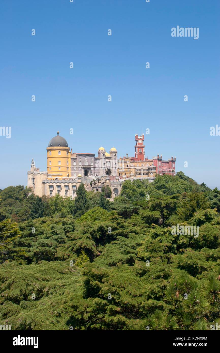 Pena Palace, il Palácio Nacional da Pena, Sintra vicino a Lisbona, Portogallo, Europa Foto Stock