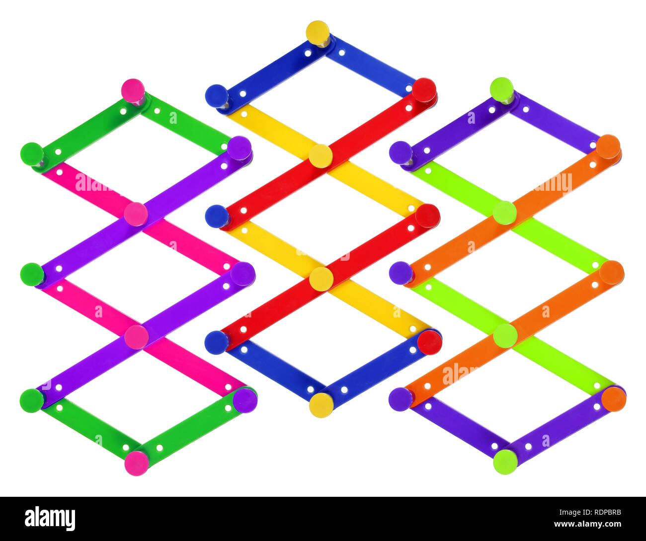 Parete in plastica Hoooks su sfondo bianco Foto Stock