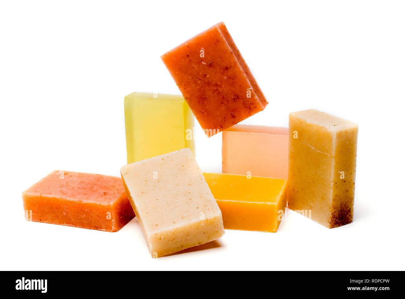 Barre di sapone di colore diverso. Foto Stock