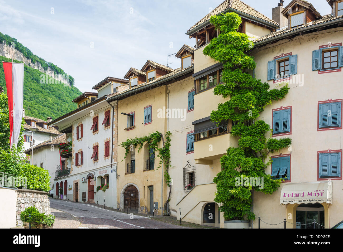 Pianta di glicine crescente fino a casa in Alto Adige, nord Italia, Europa Foto Stock