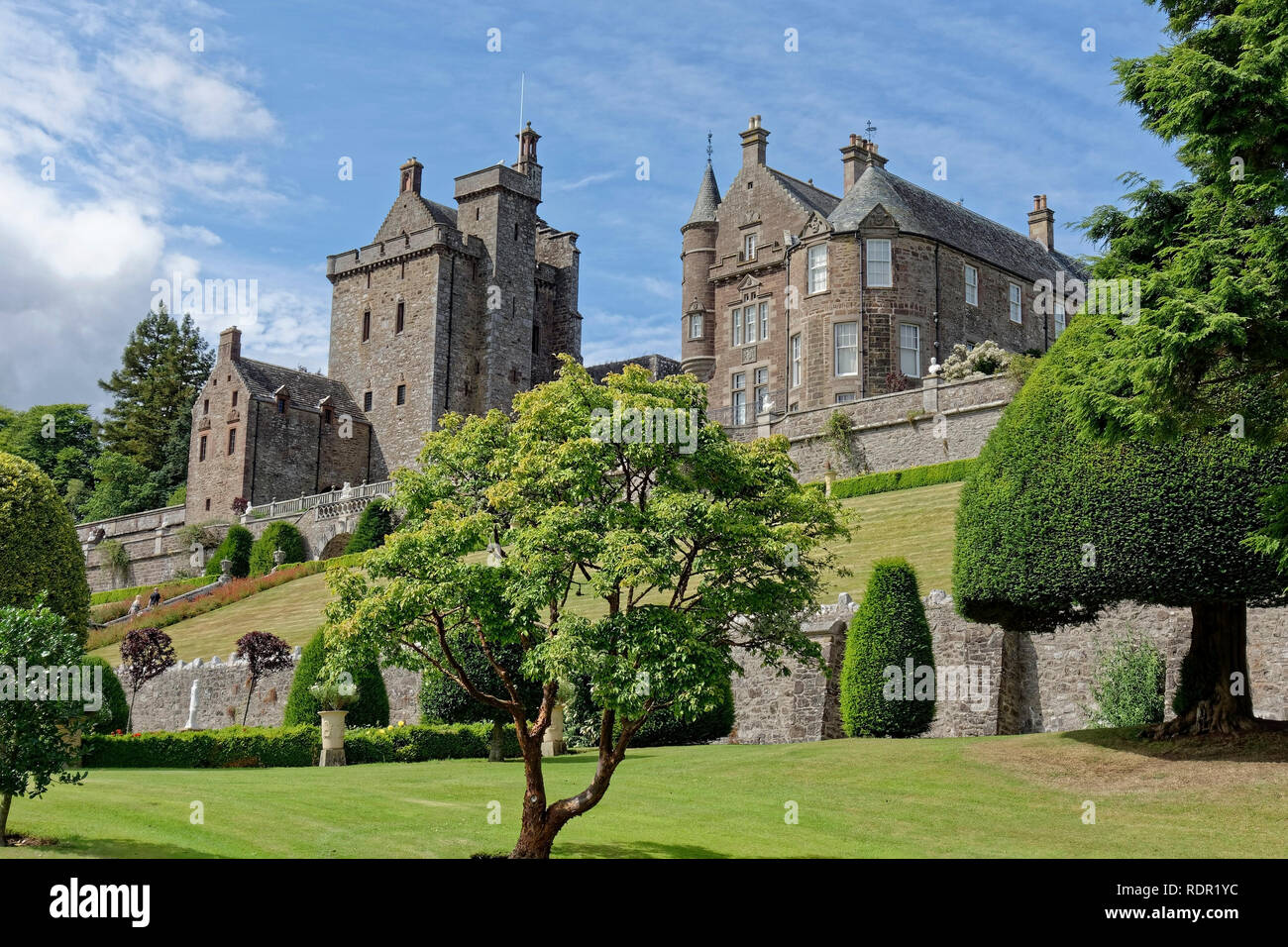 Drummond Castle e giardini vicino a Crieff, Perthshire, Scotland, Regno Unito Foto Stock