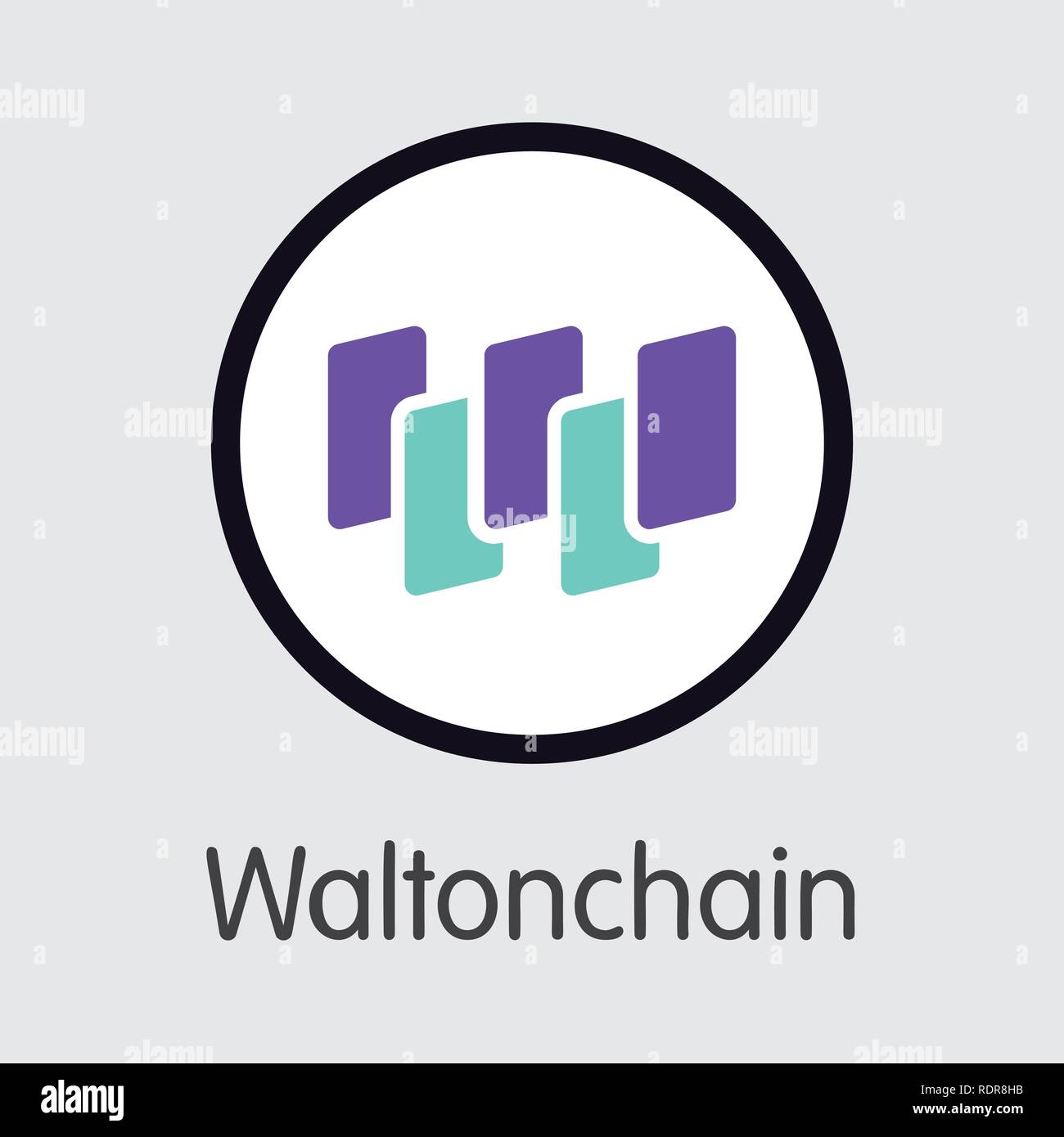 WTC - Waltonchain. Il logo della moneta o emblema di mercato. Illustrazione Vettoriale