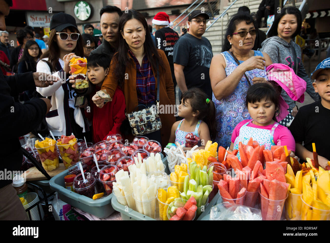 Fornitore di frutta, Hollywood Boulevard, Los Angeles, California, Stati Uniti d'America Foto Stock