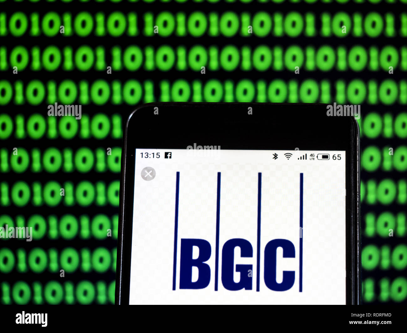 Kiev, Ucraina. 18 gennaio, 2019. BGC Partners società di servizi finanziari visto il logo visualizzato su un telefono intelligente. Credito: Igor Golovniov SOPA/images/ZUMA filo/Alamy Live News Foto Stock