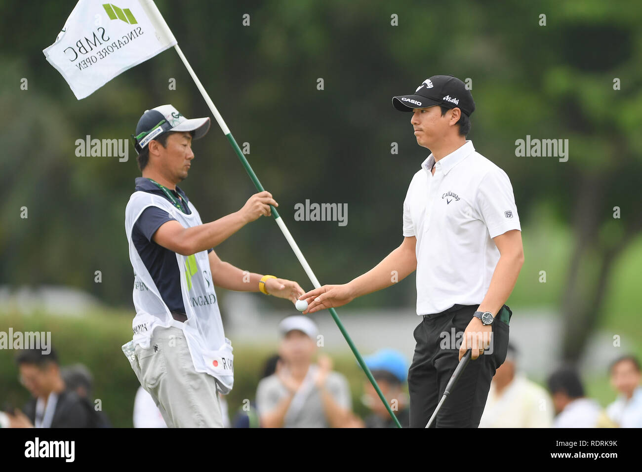 Singapore. 19 gen 2019. Ryo Ishikawa (JPN), Jan 19, 2019 - Golf: mettere il dodicesimo foro durante il round 2 giorno 3 di SMBC Singapore Open 2019 Credit: Haruhiko Otsuka/AFLO/Alamy Live News Foto Stock