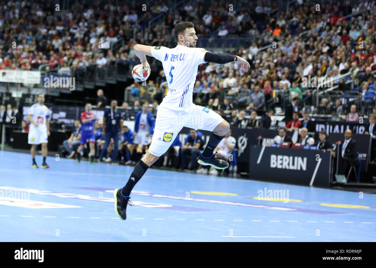 Germania. Berlino, Germania. 17 gen 2019. IHF pallamano uomini del Campionato del Mondo di Berlino, Germania.Nedim Remili per la Francia Credito: Mickael Chavet/Alamy Live News Foto Stock