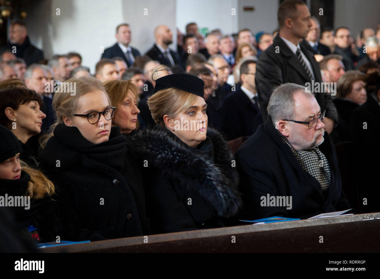 Gdansk, Polonia 19 gennaio 2019. Esequie del sindaco di Danzica, Pawel Adamowicz, nella Basilica Mariacka in Gdansk. Mettere l'urna con le ceneri della cripta. Credito: Slawomir Kowalewski/Alamy Live News Foto Stock