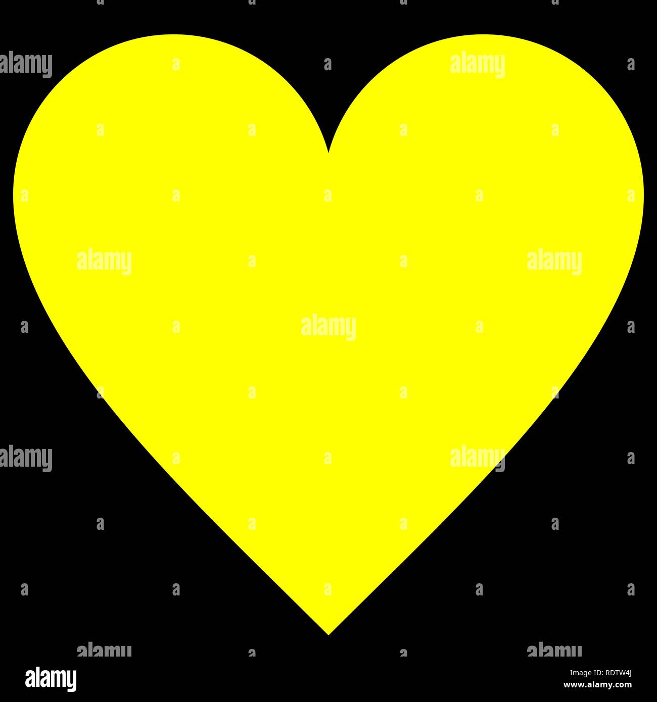 Il simbolo del cuore di icona - giallo semplice, isolato - illustrazione vettoriale Illustrazione Vettoriale