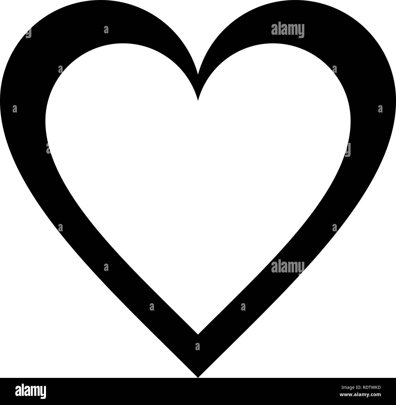 Il simbolo del cuore di icona - nero semplice delineato, isolato - illustrazione vettoriale Illustrazione Vettoriale